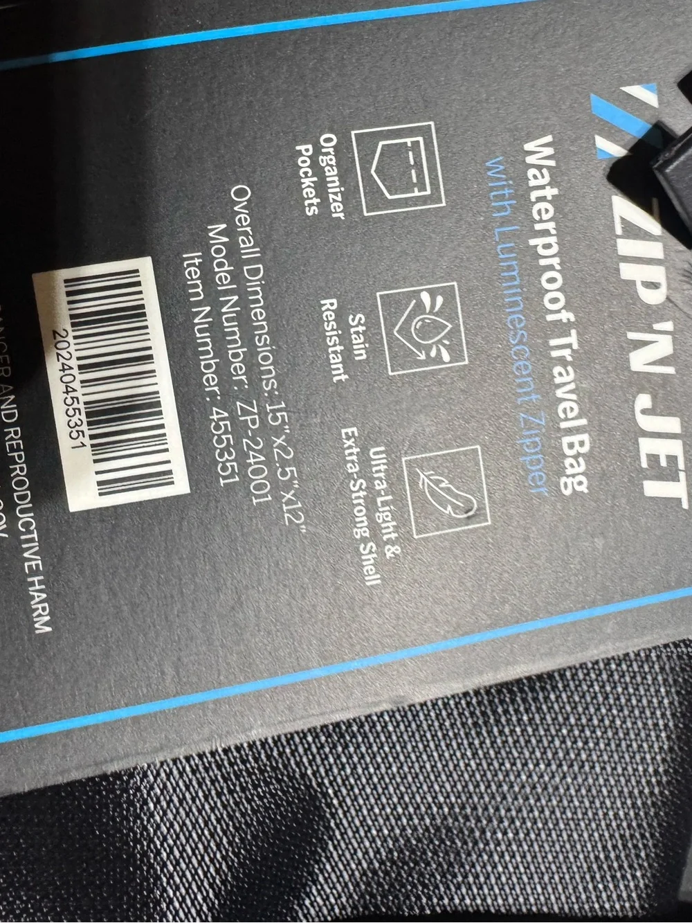 ZIP N' JET Black Travel Laptop Tote new with tags